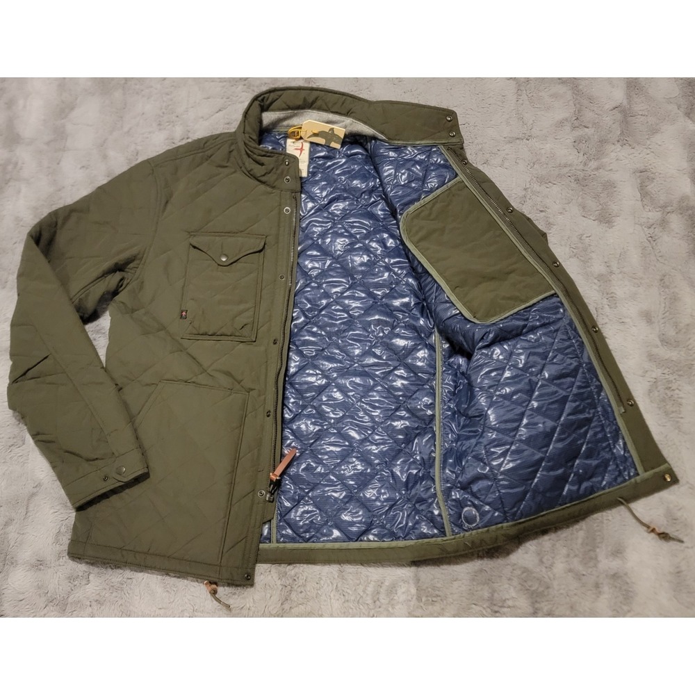 Relwen Quilted Tanker Jacket Mens Large Forest Green Lined Insulated Puffer Zip